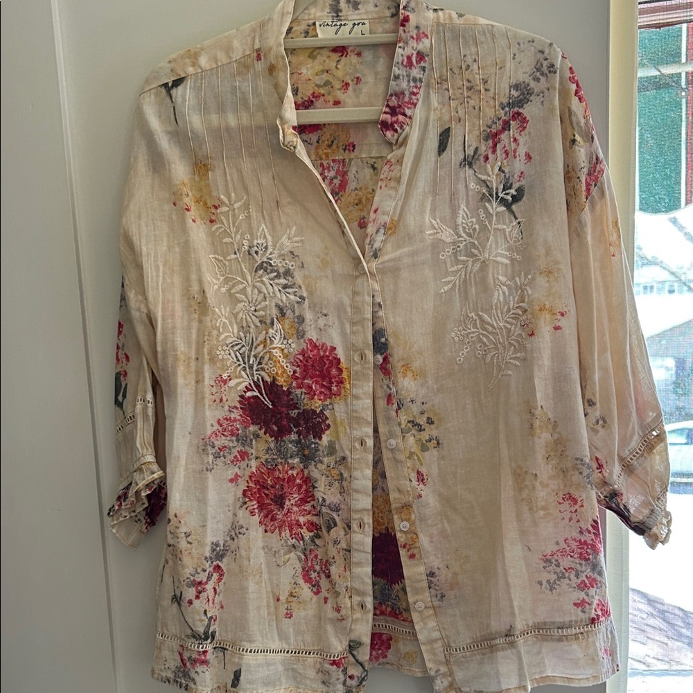 Vintage Goa Embroidered Blouse Large